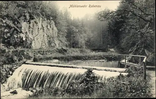 Ak Rabenau im Erzgebirge, Mühlenwehr