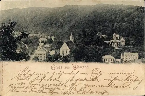 Ak Tharandt im Erzgebirge, Teilansicht, Kirche