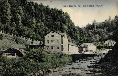 Ak Edle Krone Klingenberg im Erzgebirge, Weißeritzpartie