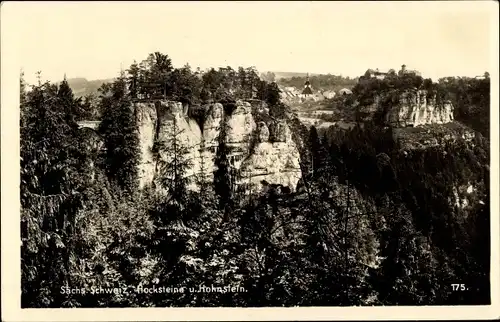 Ak Hohnstein Sächsische Schweiz, Hockstein im Polenztal