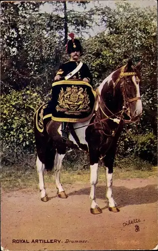 Ak Royal Artillery, Drummer, Britischer Soldat zu Pferde
