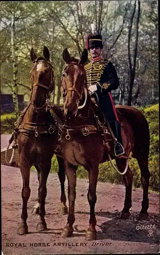 Ak Britischer Soldat, Pferde, berittene Artillerie