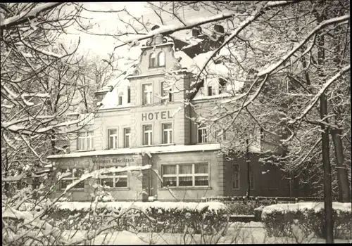 Ak Bad Blankenburg in Thüringen, Weinhaus Eberitzsch, Hotel, Winteransicht