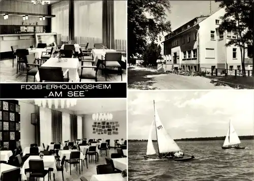 Ak Arendsee in der Altmark, FDGB Erholungsheim Am See, Segelboote