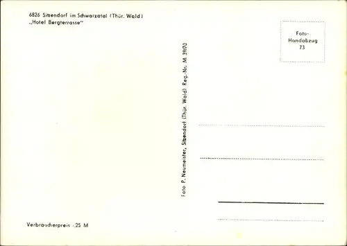 Ak Sitzendorf an der Schwarza Thüringen, Hotel Bergterrasse