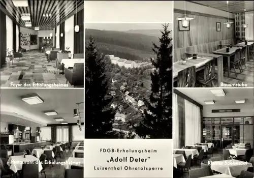 Ak Luisenthal im Thüringer Wald, FDGB Erholungsheim Adolf Deter, Innenansichten, Panorama