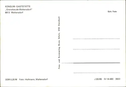 Ak Waltersdorf Großschönau in der Oberlausitz, Konsum-Gaststätte Grenzbaude Waltersdorf