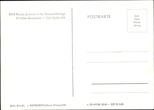 Ak Jonsdorf in der Oberlausitz Sachsen, Milchbar Bennewitz