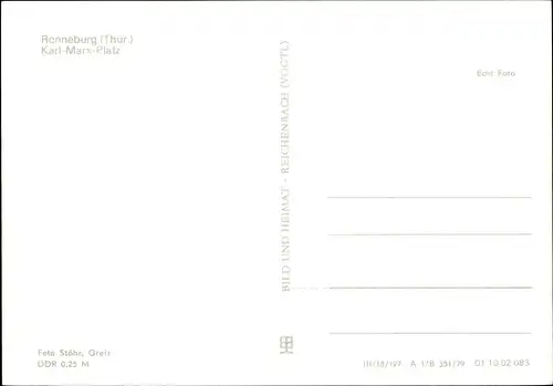 Ak Ronneburg in Thüringen, Karl Marx Platz, Springbrunnen