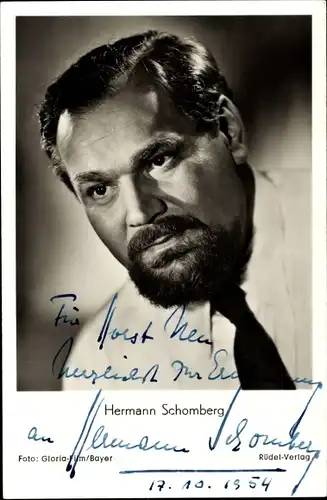 Ak Schauspieler Hermann Schomberg, Portrait, Autogramm