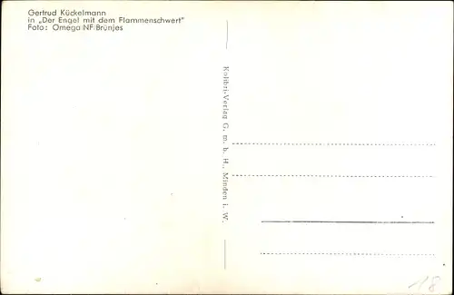 Ak Schauspielerin Gertrud Kückelmann, Portrait, Der Engel mit dem Flammenschwert, Autogramm