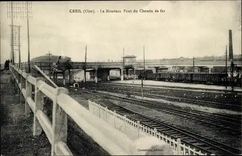 Ak Creil Oise, Neue Eisenbahnbrücke