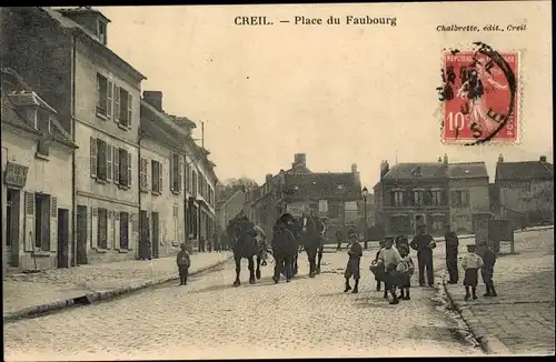 Ak Creil-Oise, Place du Faubourg