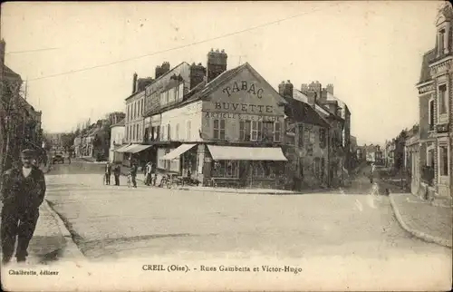 Ak Straßen Creil-Oise, Gambetta und Victor Hugo