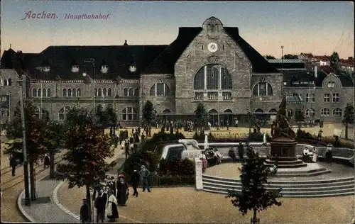 Ak Aachen in Nordrhein Westfalen, Hauptbahnhof, Denkmal