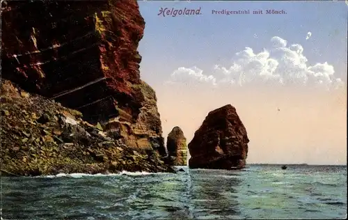 Ak Nordseeinsel Helgoland, Predigerstuhl mit Mönch