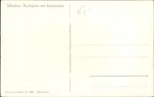 Ak München, Karlsplatz mit Justizpalast, Flaggenschmuck, Tram