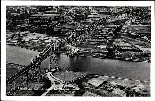 Ak Rendsburg in Schleswig Holstein, Kanalhochbrücke, Fliegeraufnahme