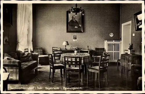 Ak Teichwolframsdorf Thüringen, Tagesraum im Erholungsheim