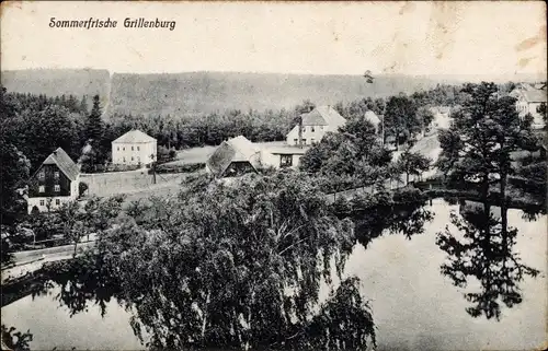 Ak Grillenburg Tharandt im Erzgebirge, Teilansicht, Teich