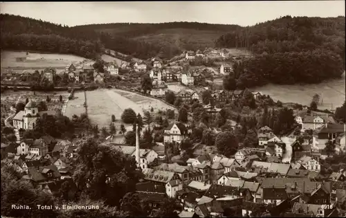 Ak Ruhla in Thüringen, Totalansicht von Emilienruhe aus