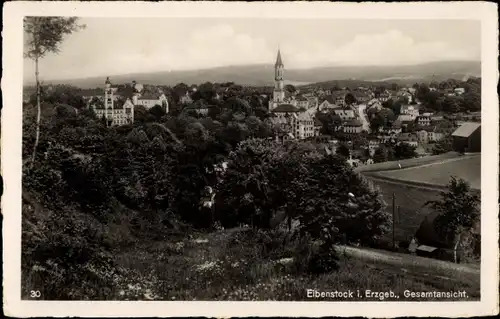 Ak Eibenstock im Erzgebirge Sachsen, Panorama, Kirche