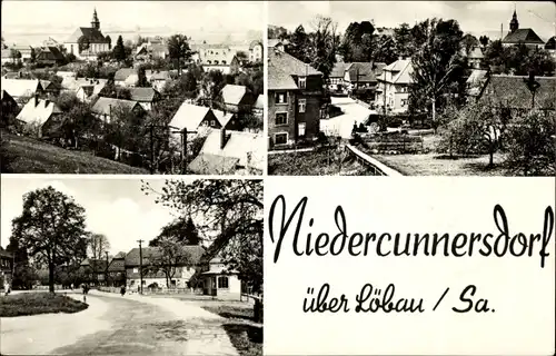 Ak Niedercunnersdorf Kottmar in der Oberlausitz, Teilansicht, Straßenpartie