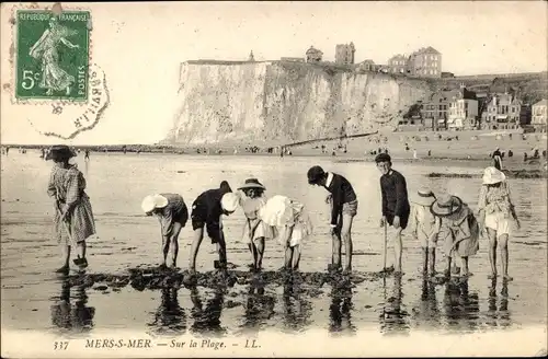 Ak Mers sur Mer Mers les Bains Somme, Strand