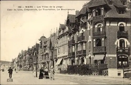 Ak Mers les Bains Somme, Die Strandvillen, Mondlicht, Dämmerung