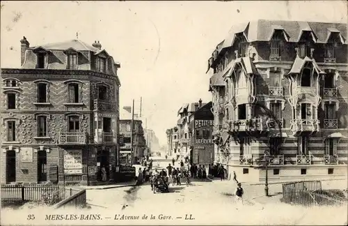 Ak Mers les Bains Somme, Avenue de la Gare