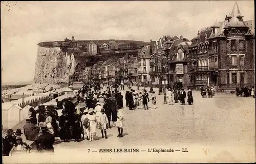 Ak Mers les Bains Somme, Esplanade