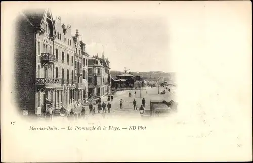 Ak Mers les Bains Somme, Promenade de la Plage