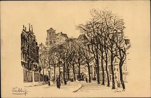 Künstler Ak Liège Lüttich Wallonien, Boulevard Haute Sauveniere