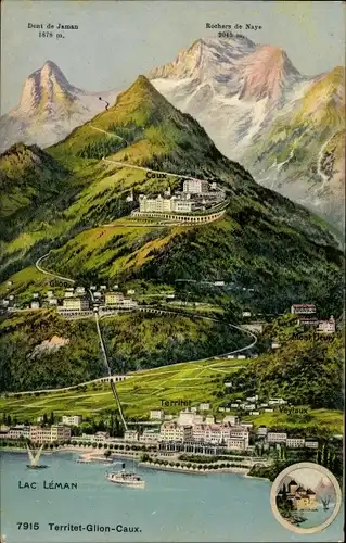 Ak Territet Montreux Kt. Waadt, Genfersee