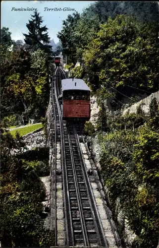 Ak Territet Montreux Kt. Waadt Schweiz, Standseilbahn, Zahnradbahn
