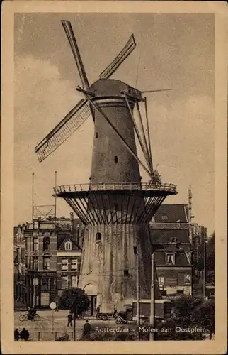 Ak Rotterdam Südholland Niederlande, Oostplein, Windmühle