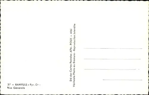 Ak Banyuls sur Mer Pyrénées-Orientales, Vue generale