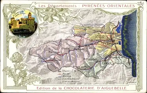 Ak Perpignan Pyrénées Orientales, Les Departements, Ceret, Sournia, Chocolaterie D'Aiguebelle