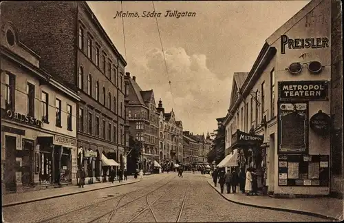 Ak Malmö Schweden, Södra Tullgatan, Preisler, Metropol Teatern