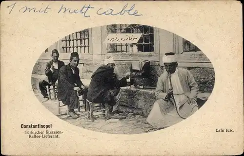 Passepartout Ak Konstantinopel Istanbul Türkei, Türkischer Straßen-Kaffee-Lieferant