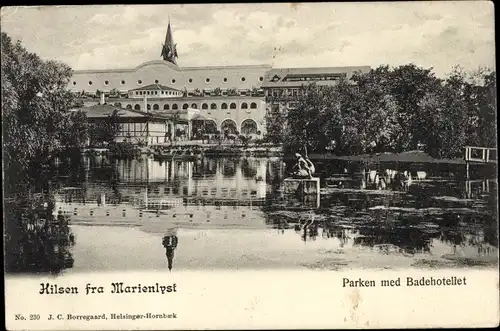 Ak Helsingør Helsingör Dänemark, Marienlyst, Park mit Badehotel