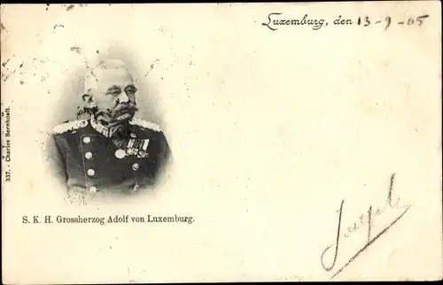 Ak Großherzog Adolf von Luxemburg, Portrait, Uniform, Orden