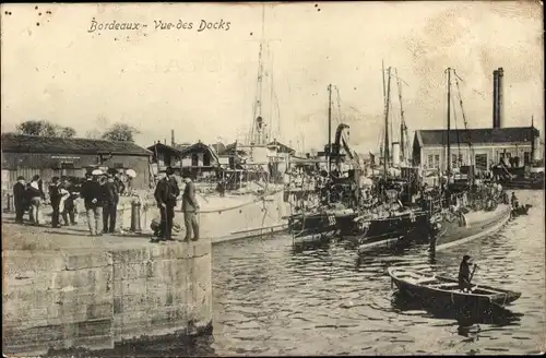 Ak Bordeaux Gironde, Blick auf die Docks