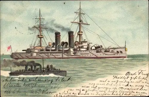 Litho Japanisches Kriegsschiff, Kaiserlich Japanische Marine