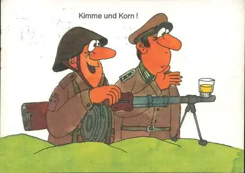 Künstler Ak Jankofsky, Heinz, Kimme und Korn, NVA Soldaten, Gewehr, Schnaps, DDR