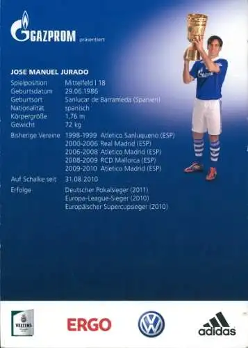 Ak Fußballspieler Jose Manuel Jurado, FC Schalke 04, Portrait, Autogramm