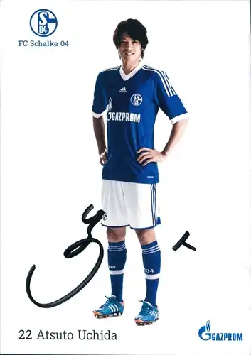 Ak Fußballspieler Atsuto Uchida, FC Schalke 04, Portrait, Autogramm