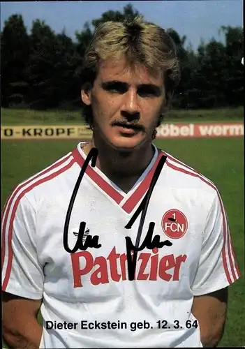 Sammelbild Fußballspieler Dieter Eckstein, 1. FC Nürnberg, Autogramm