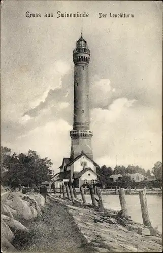 Ak Świnoujście Swinemünde Pommern, Leuchtturm