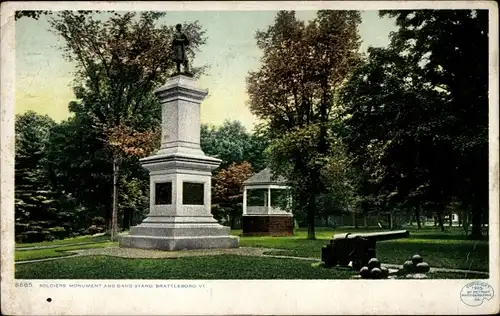 Ak Brattleboro Vermont USA, Soldatendenkmal